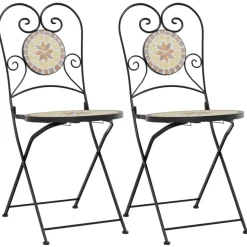 MAISON EXCLUSIVE - Chaises de bistro pliables lot de 2 terre cuite blanc céramique