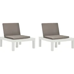 MAISON EXCLUSIVE - Chaises de salon de jardin et coussins lot de 2 plastique blanc