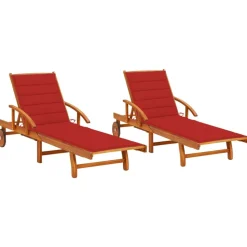 MAISON EXCLUSIVE - Chaises longues lot de 2 avec coussins bois d'acacia solide