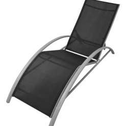 MAISON EXCLUSIVE - Chaises longues avec table aluminium noir