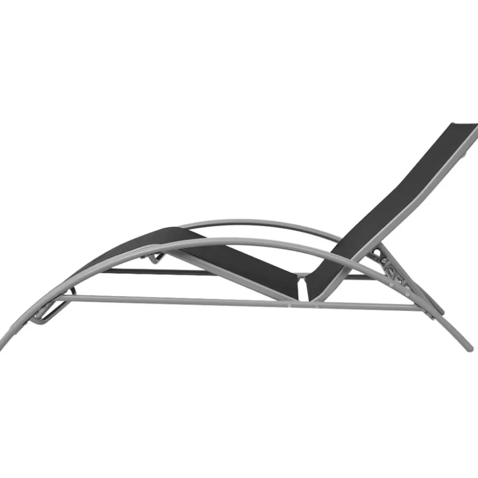 MAISON EXCLUSIVE - Chaises longues avec table aluminium noir