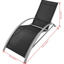 MAISON EXCLUSIVE - Chaises longues avec table aluminium noir