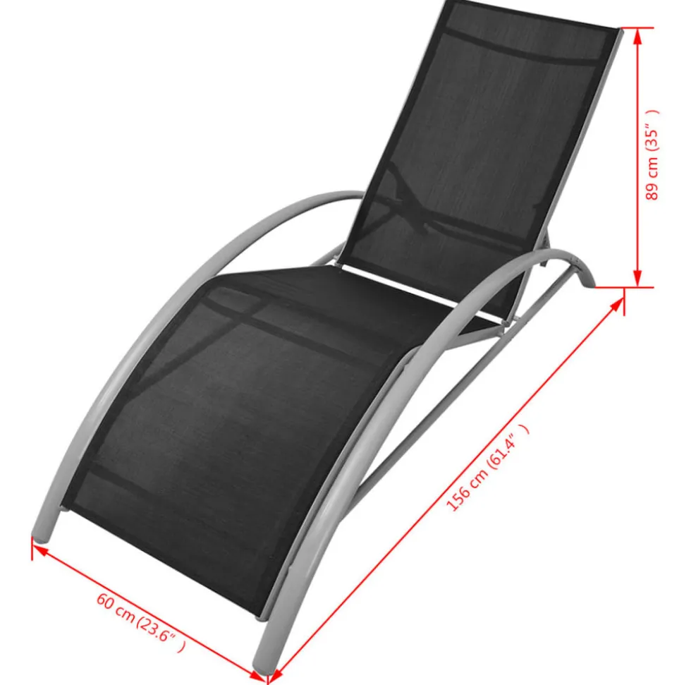 MAISON EXCLUSIVE - Chaises longues avec table aluminium noir