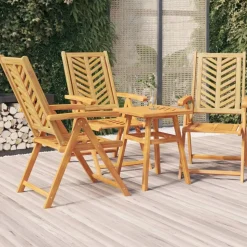 MAISON EXCLUSIVE - Chaises de jardin inclinables lot de 3 bois massif d'acacia