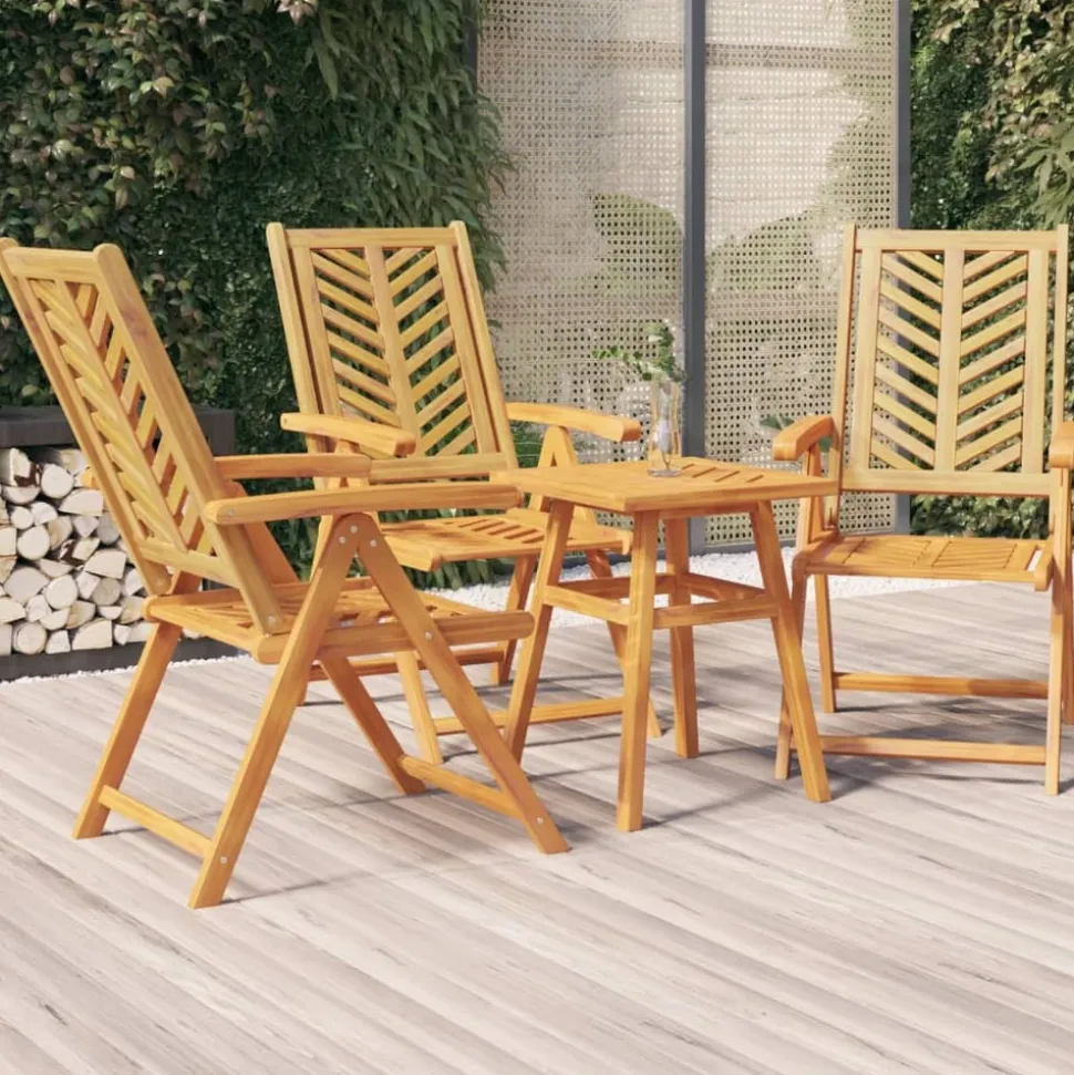 MAISON EXCLUSIVE - Chaises de jardin inclinables lot de 3 bois massif d'acacia