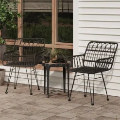 MAISON EXCLUSIVE - Chaises de jardin lot de 2 avec accoudoir noir 56x64x80 cm