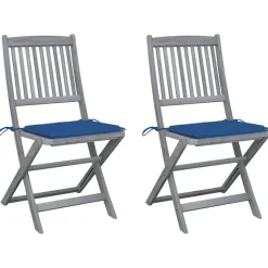 MAISON EXCLUSIVE - Chaises pliables d'extérieur lot de 2 et coussins bois d'acacia