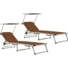 MAISON EXCLUSIVE - Chaises longues pliables et toit lot de 2 aluminium textilène