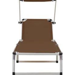 MAISON EXCLUSIVE - Chaises longues pliables et toit lot de 2 aluminium textilène