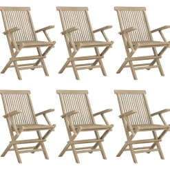 MAISON EXCLUSIVE - Chaises de jardin pliantes lot de 6 gris 56x61x89 cm bois teck