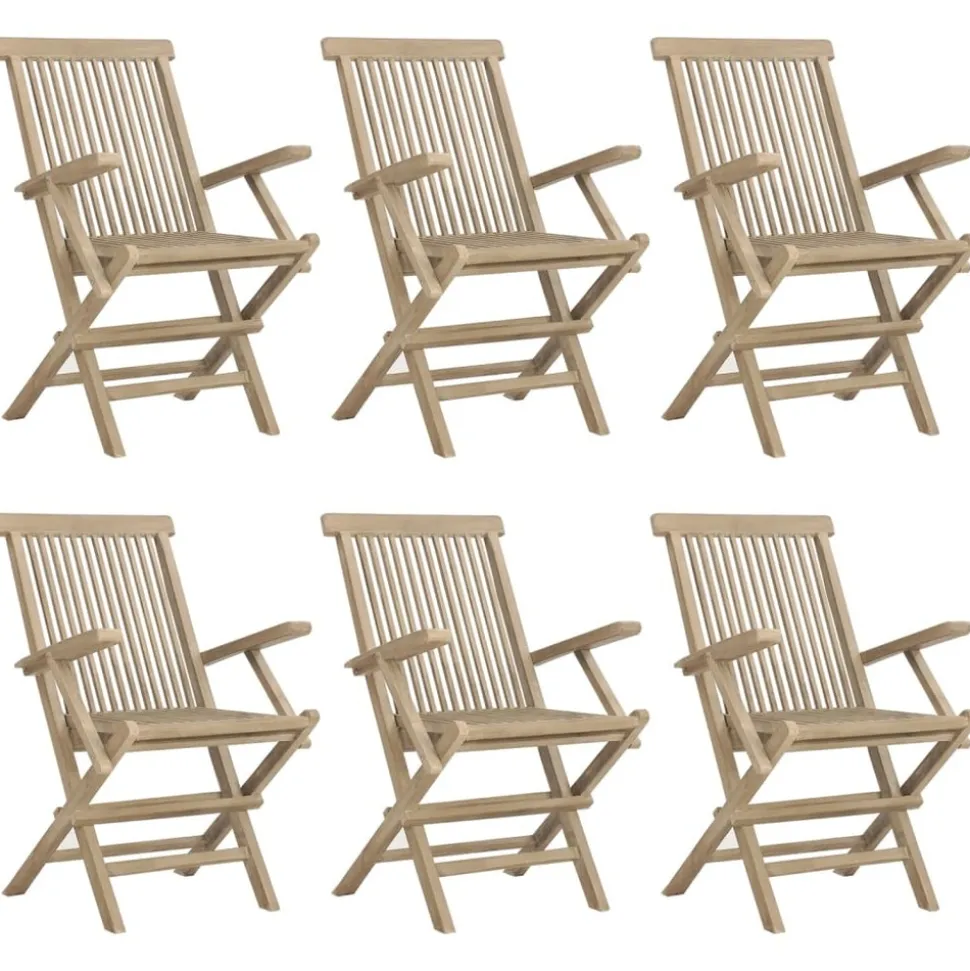 MAISON EXCLUSIVE - Chaises de jardin pliantes lot de 6 gris 56x61x89 cm bois teck