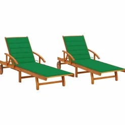 MAISON EXCLUSIVE - Chaises longues lot de 2 avec coussins bois d'acacia solide