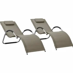 MAISON EXCLUSIVE - Chaises longues textilène lot de 2 taupe et gris