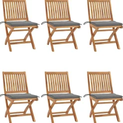MAISON EXCLUSIVE - Chaises pliables de jardin avec coussins lot de 6 bois de teck
