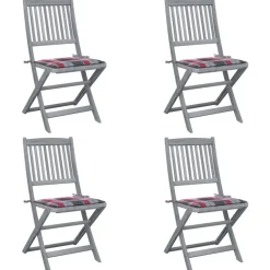 MAISON EXCLUSIVE - Chaises pliables d'extérieur lot de 4 et coussins bois d'acacia