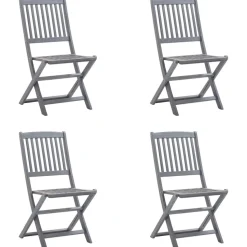 MAISON EXCLUSIVE - Chaises pliables d'extérieur lot de 4 et coussins bois d'acacia