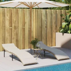 MAISON EXCLUSIVE - Chaises longues lot de 2 avec coussins beige résine tressée