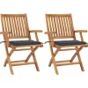 MAISON EXCLUSIVE - Chaises de jardin lot de 2 et coussins anthracite bois de teck