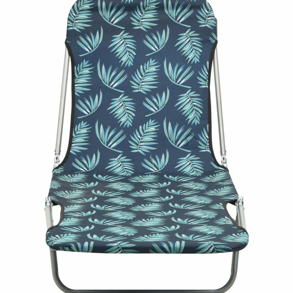 MAISON EXCLUSIVE - Chaises longues pliables lot de 2 acier tissu motif de feuilles