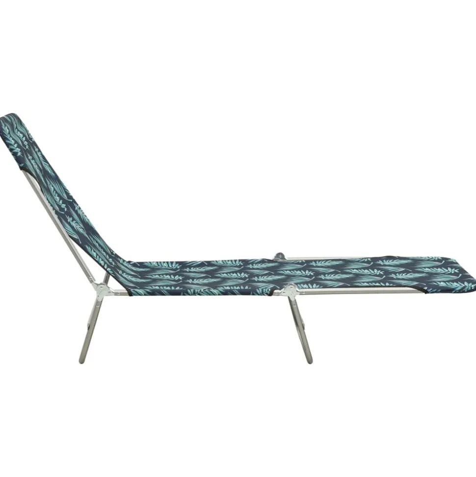 MAISON EXCLUSIVE - Chaises longues pliables lot de 2 acier tissu motif de feuilles