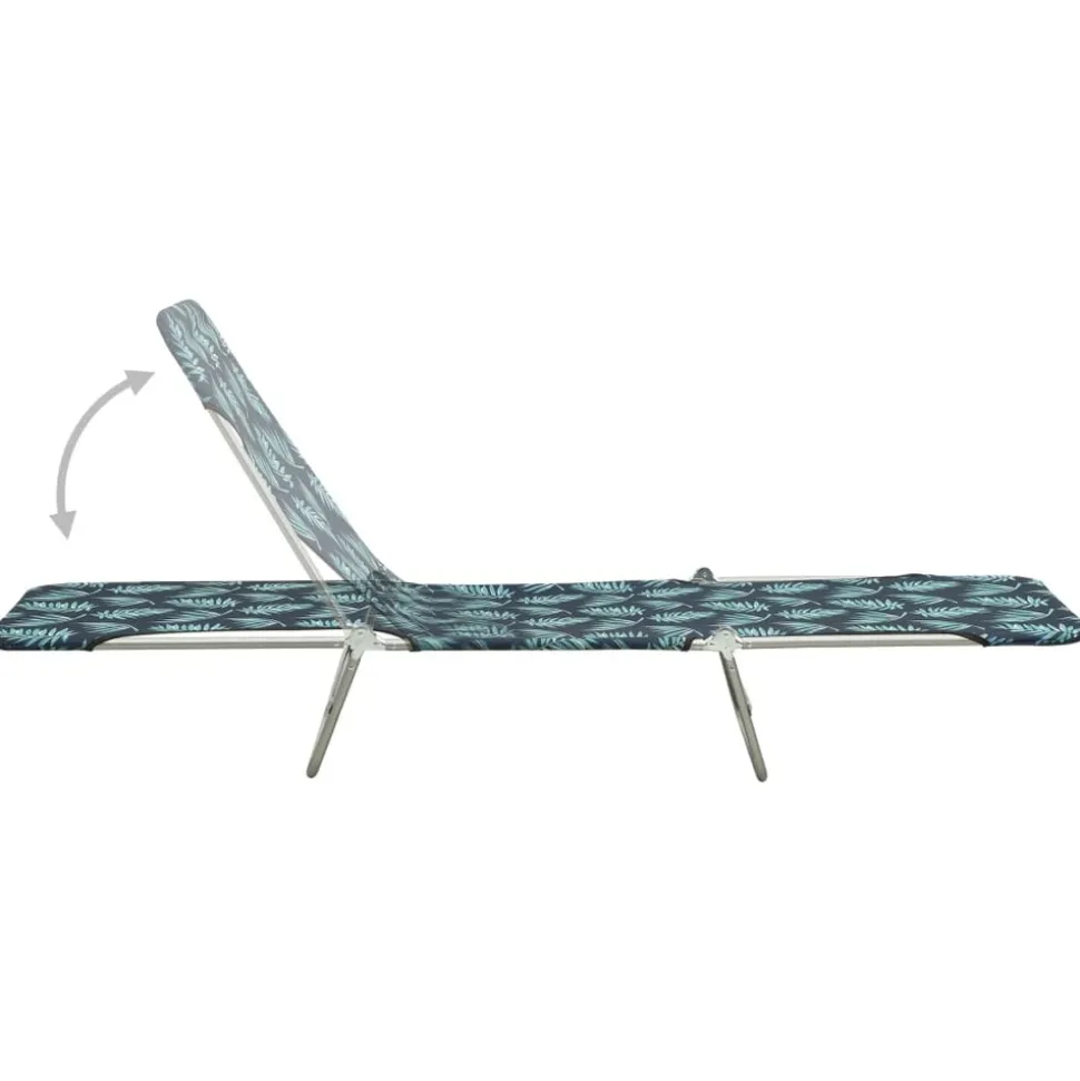 MAISON EXCLUSIVE - Chaises longues pliables lot de 2 acier tissu motif de feuilles
