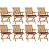 MAISON EXCLUSIVE - Chaises pliables de jardin avec coussins lot de 8 teck solide