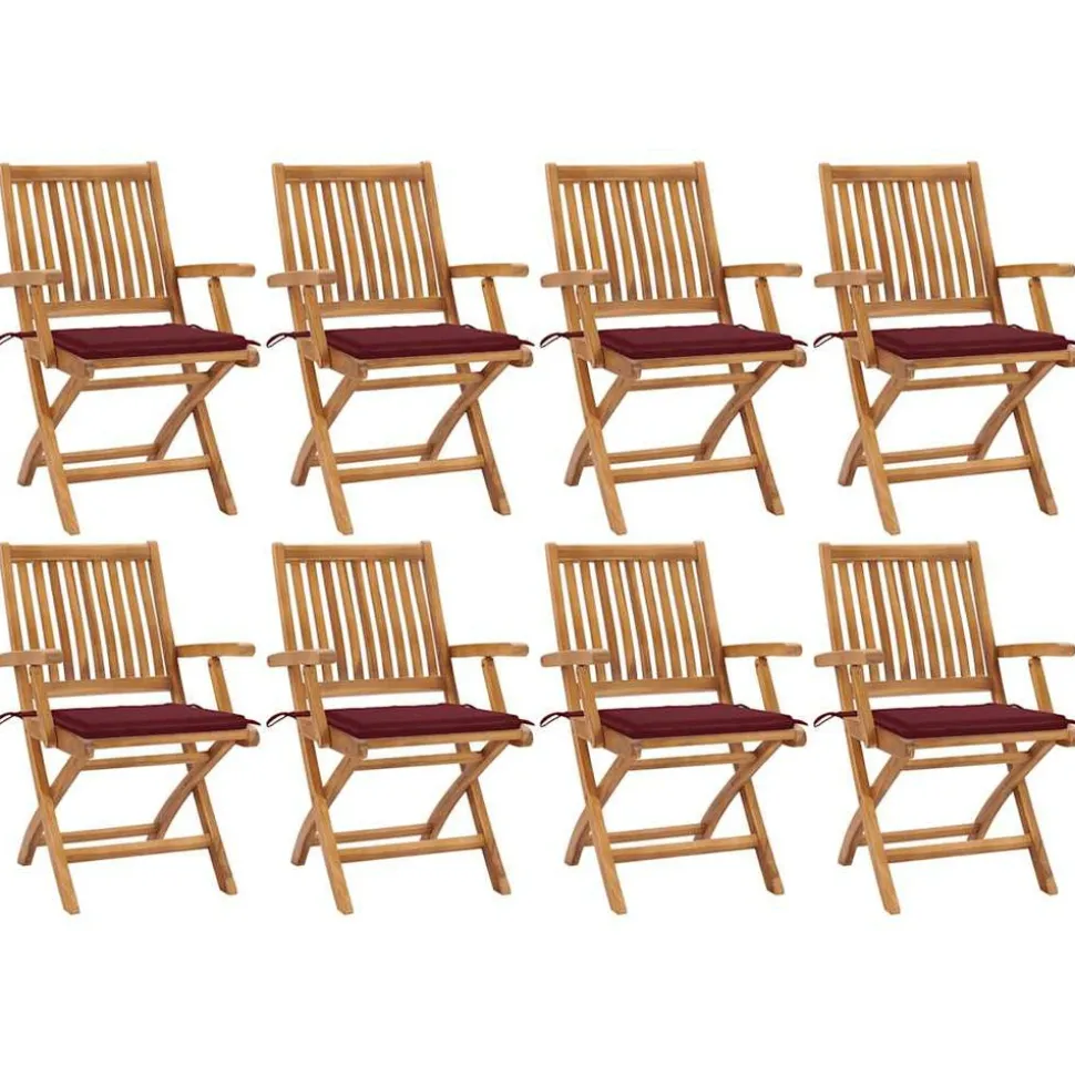 MAISON EXCLUSIVE - Chaises pliables de jardin avec coussins lot de 8 teck solide