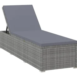 MAISON EXCLUSIVE - Chaises longues de jardin table à thé 3 pcs résine tressée gris