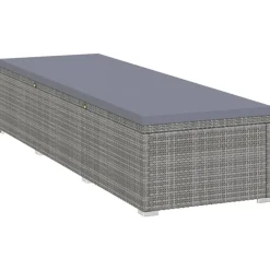 MAISON EXCLUSIVE - Chaises longues de jardin table à thé 3 pcs résine tressée gris