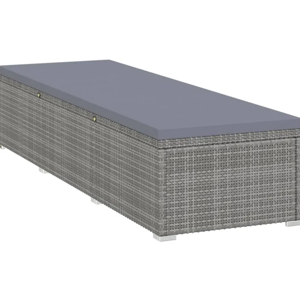 MAISON EXCLUSIVE - Chaises longues de jardin table à thé 3 pcs résine tressée gris