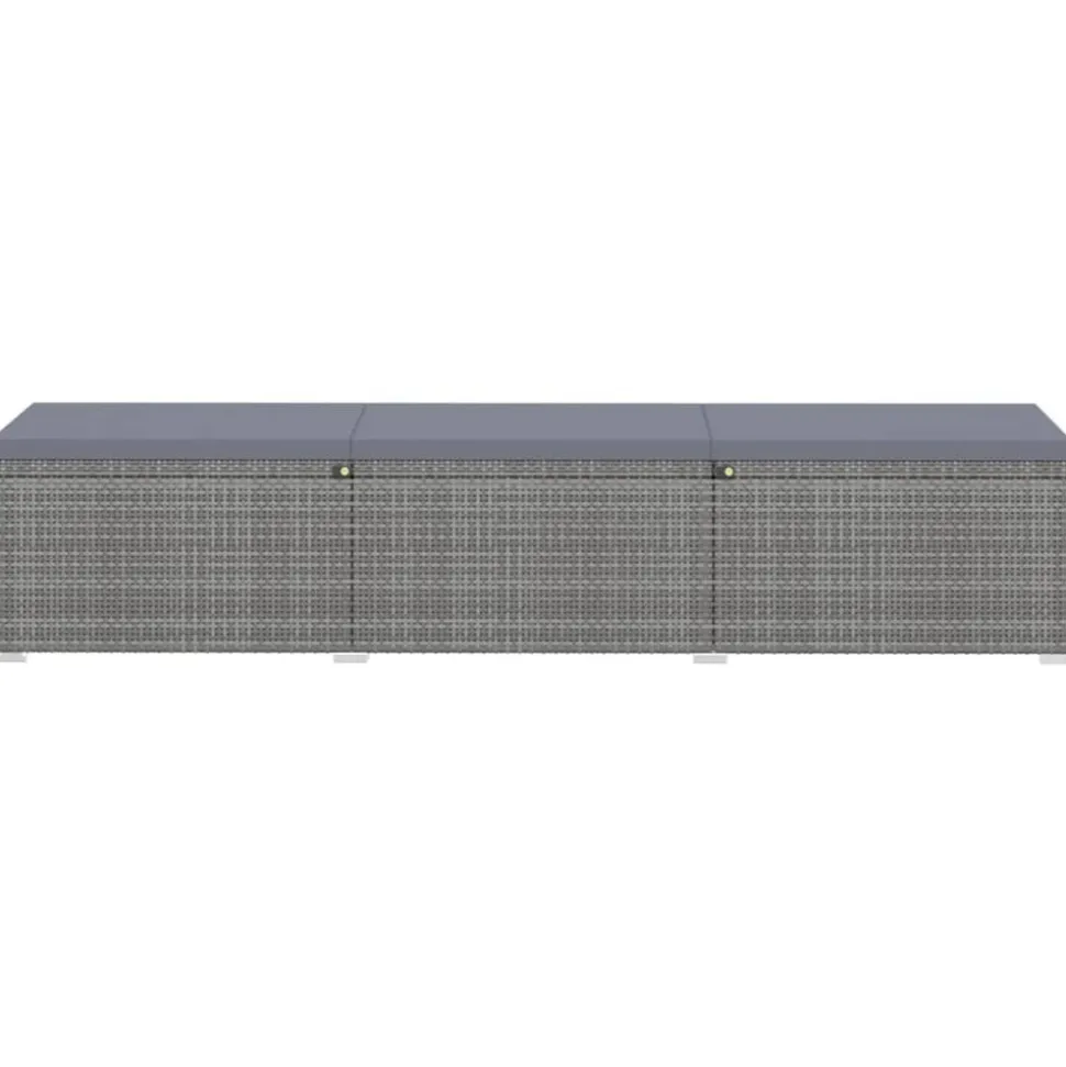 MAISON EXCLUSIVE - Chaises longues de jardin table à thé 3 pcs résine tressée gris