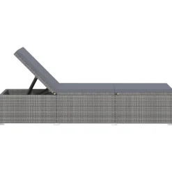 MAISON EXCLUSIVE - Chaises longues de jardin table à thé 3 pcs résine tressée gris