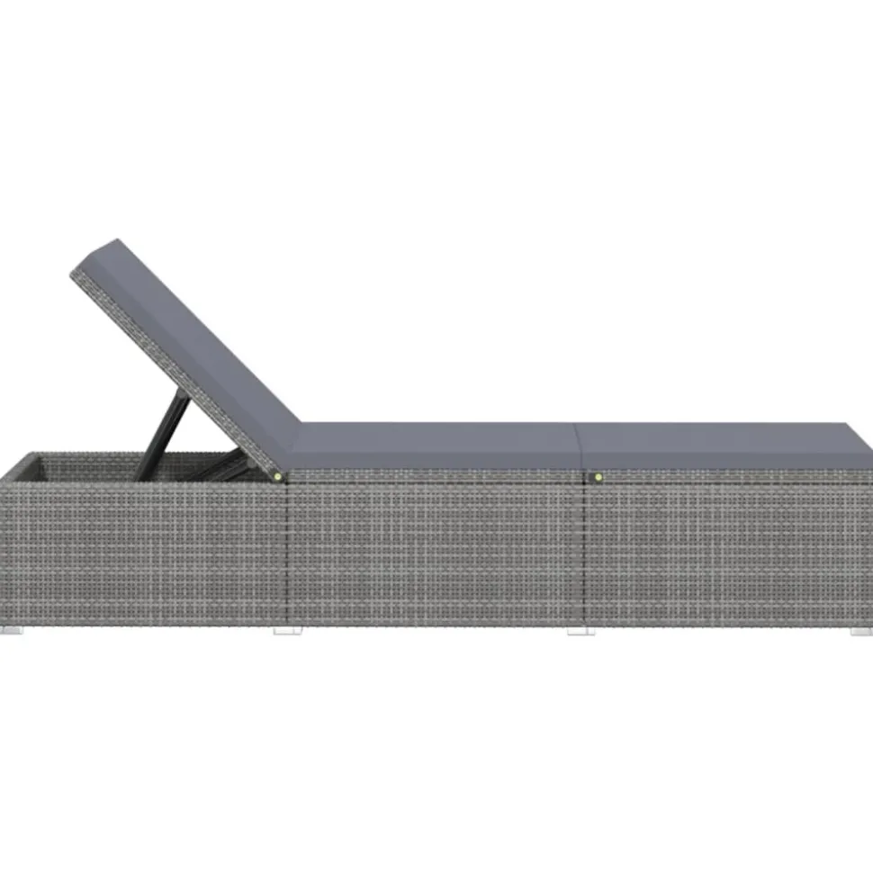 MAISON EXCLUSIVE - Chaises longues de jardin table à thé 3 pcs résine tressée gris