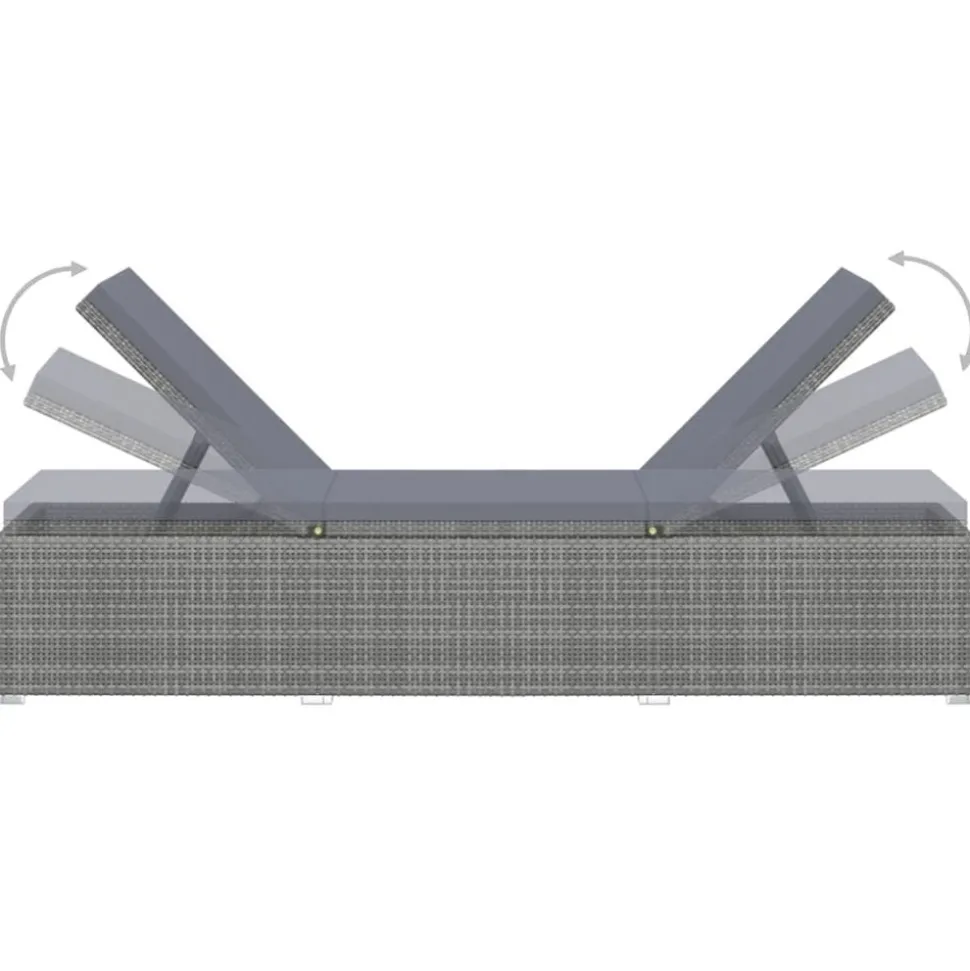 MAISON EXCLUSIVE - Chaises longues de jardin table à thé 3 pcs résine tressée gris