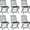 MAISON EXCLUSIVE - Chaises pliables d'extérieur lot de 6 et coussins bois d'acacia