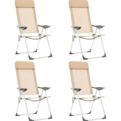 MAISON EXCLUSIVE - Chaises de camping pliables lot de 4 crème aluminium