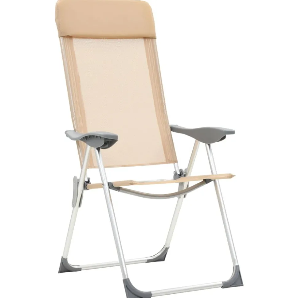 MAISON EXCLUSIVE - Chaises de camping pliables lot de 4 crème aluminium