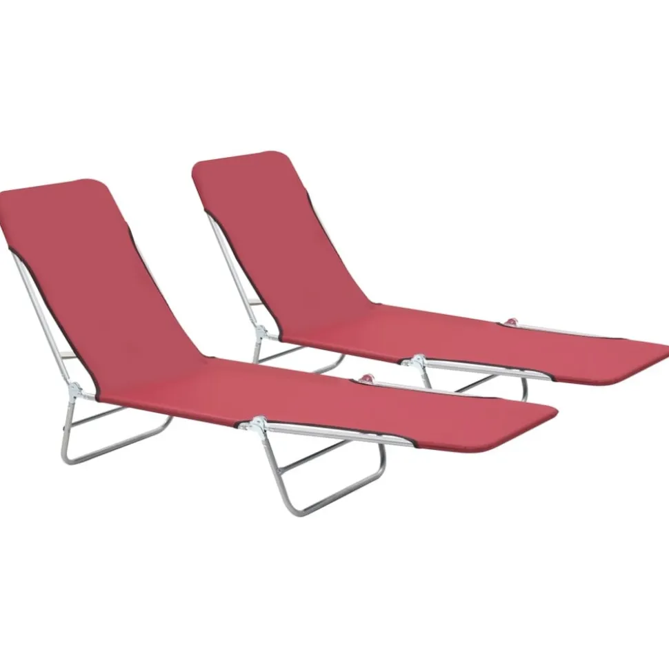 MAISON EXCLUSIVE - Chaises longues pliables lot de 2 acier et tissu rouge
