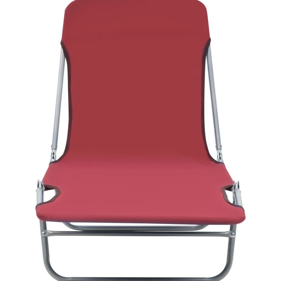 MAISON EXCLUSIVE - Chaises longues pliables lot de 2 acier et tissu rouge