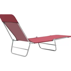 MAISON EXCLUSIVE - Chaises longues pliables lot de 2 acier et tissu rouge