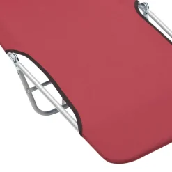 MAISON EXCLUSIVE - Chaises longues pliables lot de 2 acier et tissu rouge