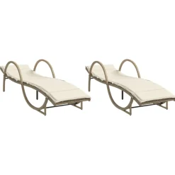 MAISON EXCLUSIVE - Chaises longues lot de 2 avec coussins beige résine tressée