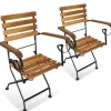 MAISON EXCLUSIVE - Chaises pliables de jardin lot de 2 acier et bois acacia solide
