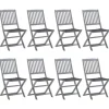 MAISON EXCLUSIVE - Chaises pliables d'extérieur lot de 8 et coussins bois d'acacia