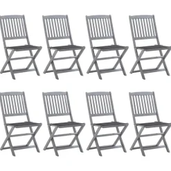 MAISON EXCLUSIVE - Chaises pliables d'extérieur lot de 8 et coussins bois d'acacia