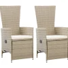 MAISON EXCLUSIVE - Chaises inclinables lot de 2 et coussins résine tressée beige