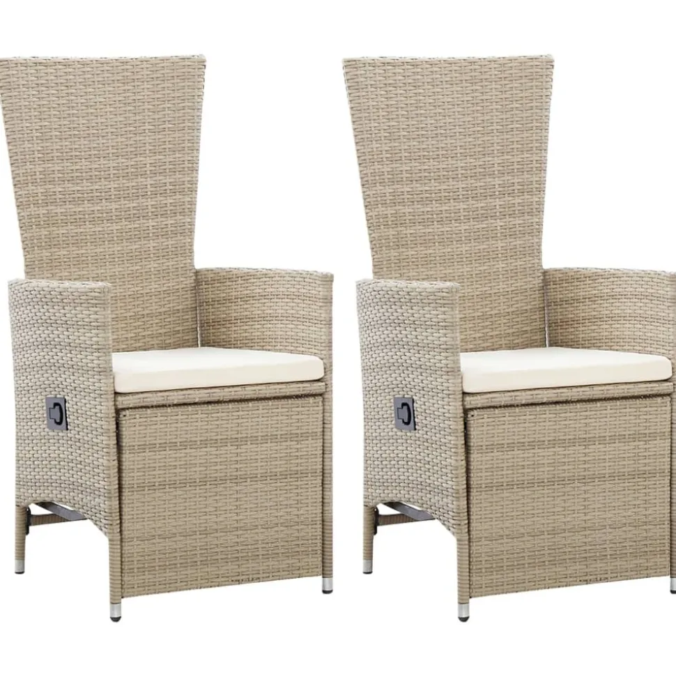 MAISON EXCLUSIVE - Chaises inclinables lot de 2 et coussins résine tressée beige