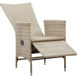MAISON EXCLUSIVE - Chaises inclinables lot de 2 et coussins résine tressée beige