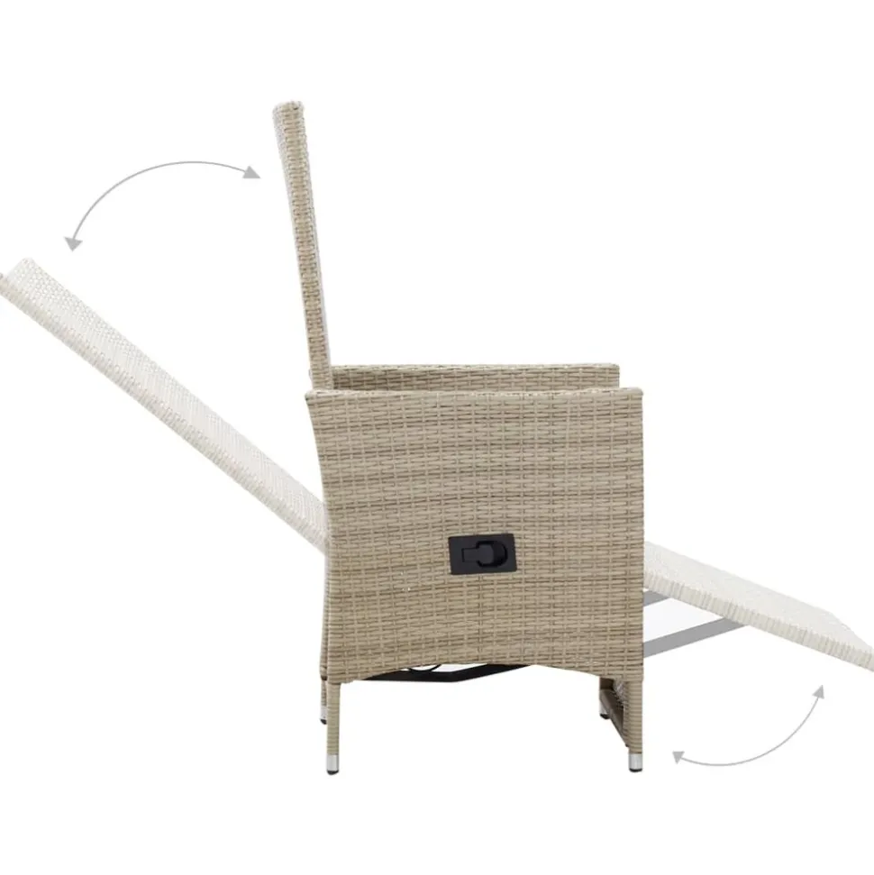 MAISON EXCLUSIVE - Chaises inclinables lot de 2 et coussins résine tressée beige