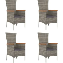 MAISON EXCLUSIVE - Chaises de jardin avec coussins lot de 4 résine tressée gris
